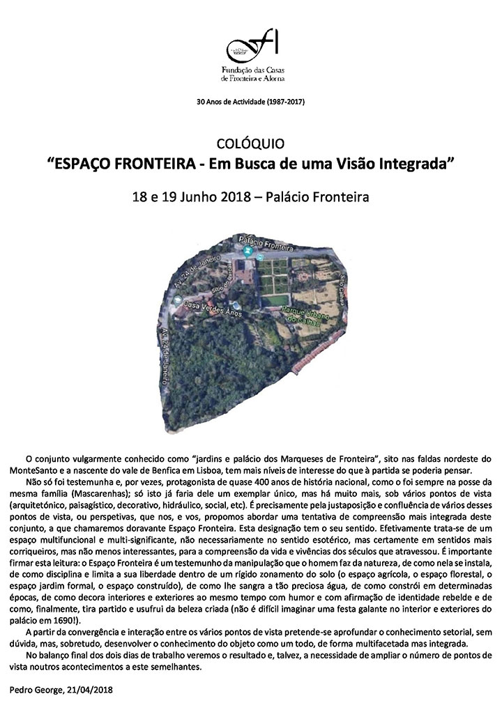 Colóquio "O Espaço Fronteira - Em Busca de uma Visão Integrada" |18 e 19 de Junho| Palácio Fronteira