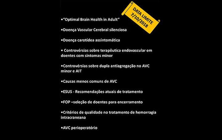 Últimos dias para submissão de Resumos | 19º Congresso do Núcleo de Estudos da Doença Vascular Cerebral