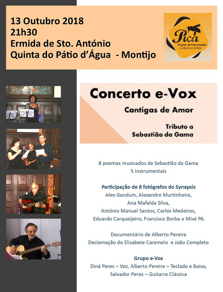 Convite para concerto e-Vox - Ermida Sto. António - Montijo - 13 Outubro - 21h30