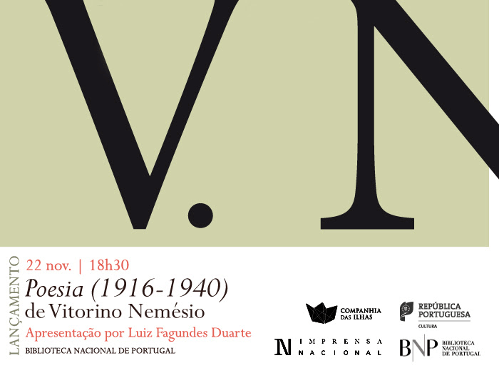 Lançamento | «Poesia (1916-1940)» de Vitorino Nemésio | 22 nov. | 18h30 | BNP