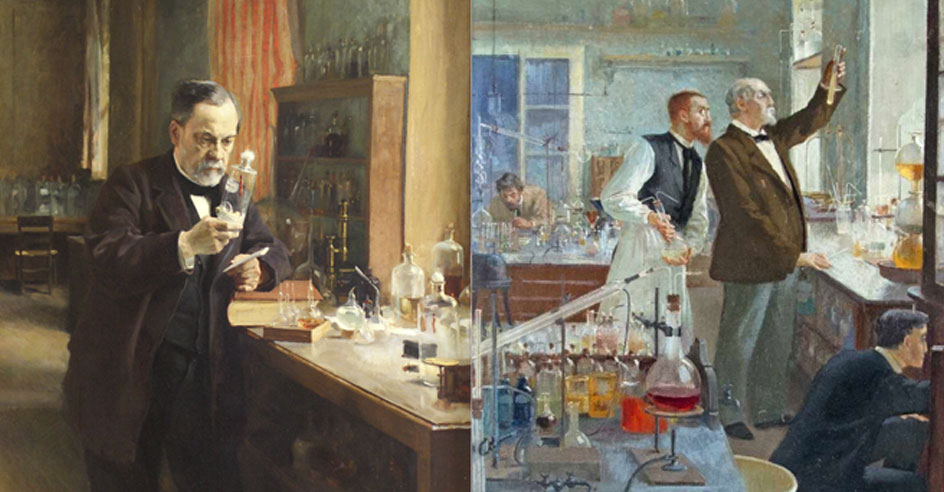 “Anton Leeuwenhoek”, “Anton Leeuwenhoek e o seu microscópio”, “Louis Pasteur” e “Robert Koch”