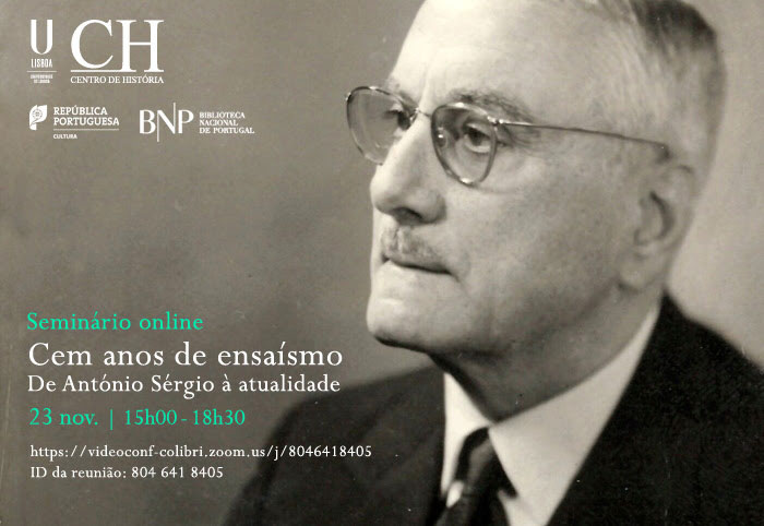 Seminário online | Cem anos de ensaísmo: de António Sérgio à atualidade | 23 nov. | 15h00