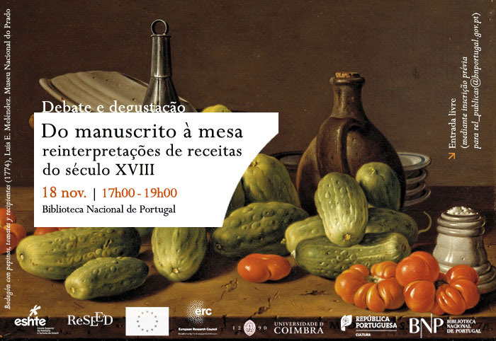 Debate e degustação | Do manuscrito à mesa: reinterpretações de receitas do século XVIII | 18 nov. | 17h00 | BNP