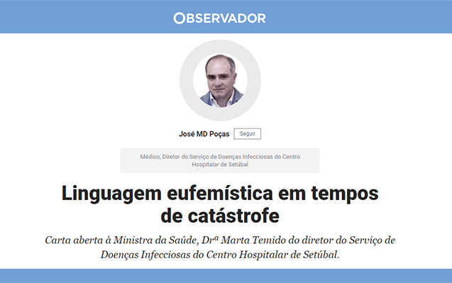 Linguagem eufemística em tempos de catástrofe, carta aberta à Ministra da Saúde, Drª Marta Temido
