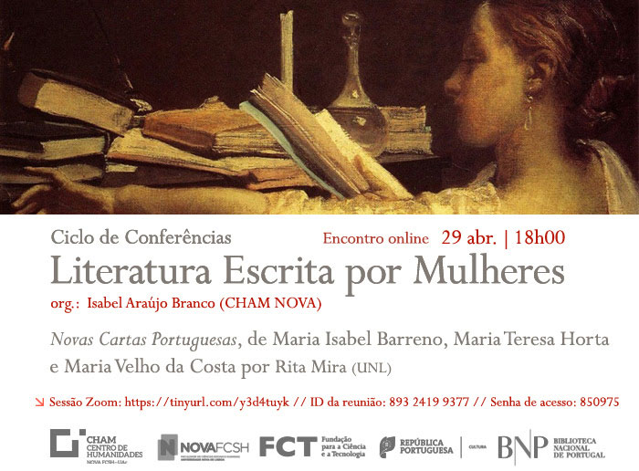 Conferência online | Ciclo Literatura Escrita por Mulheres | Novas Cartas Portuguesas | 29 abr. | 18h00