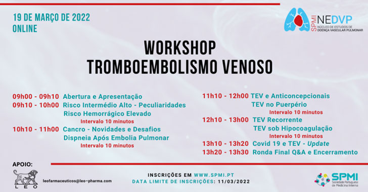 Workshop Online de Tromboembolismo Venoso - Inscrições Abertas