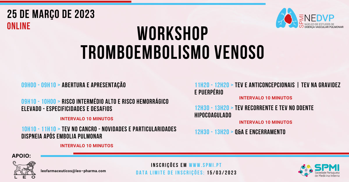 Workshop Online de Tromboembolismo Venoso - Inscrições Abertas