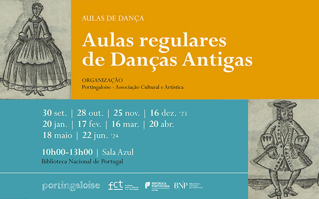 AULAS DE DANÇA MENSAIS | Danças Antigas. Danças Barrocas | 28 out. ’23 a 22 jun. ’24 | 10h00-13h00 | Sala de Azul