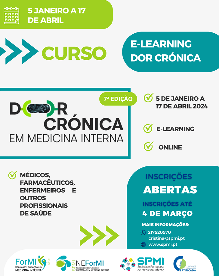 7ª Edição do Curso Dor Crónica E-Learning - Inscrições abertas